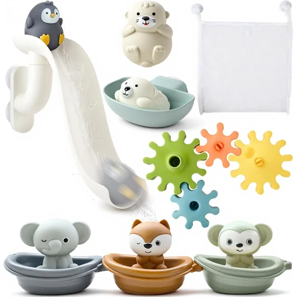 Set de baño con tobogán y engranajes
