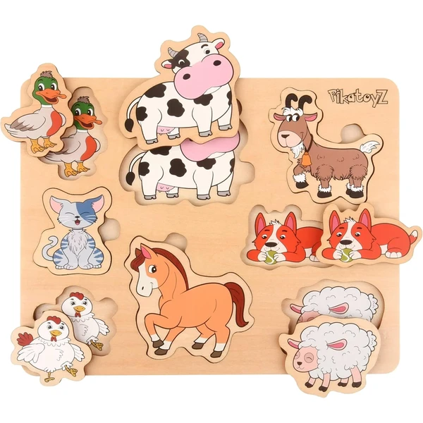Puzzle de madera animales de granja Pikatoyz