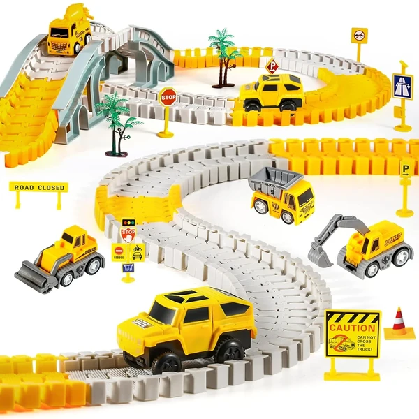 Kizplays Autopista Flexible con Excavadora