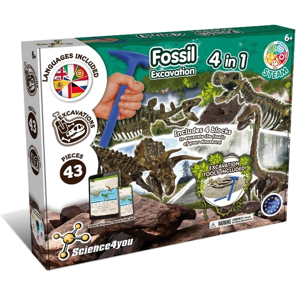 Science4you Excavaciones Fósiles 4 en 1