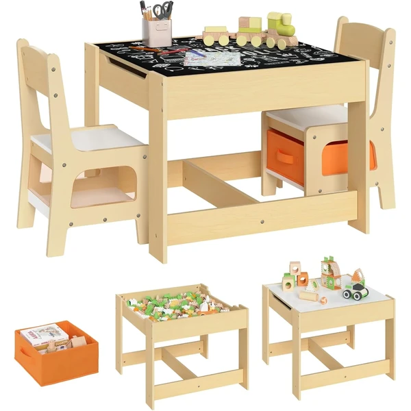 Set mesa y 2 sillas WOLTU con almacenaje
